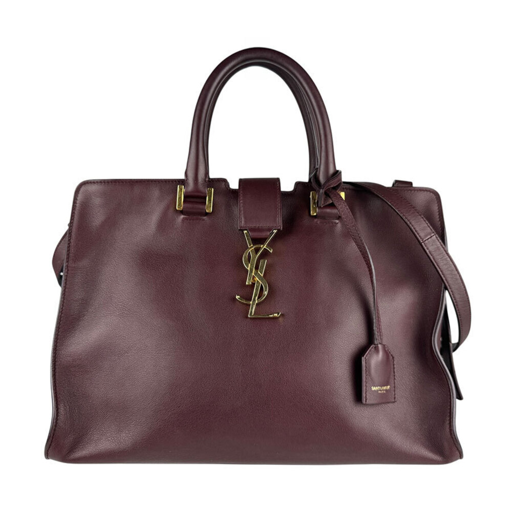 Saint Laurent 2way Shoulder Bag Cabas leather Burgundy Red brown gold